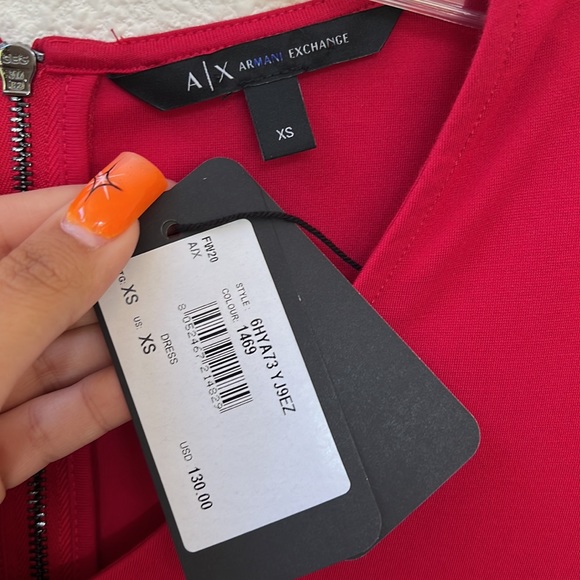 NWT Armani Exchange Red Bodycon Dress. Size XS - Picture 6 of 10